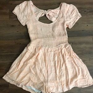 baby pink puff sleeve romper